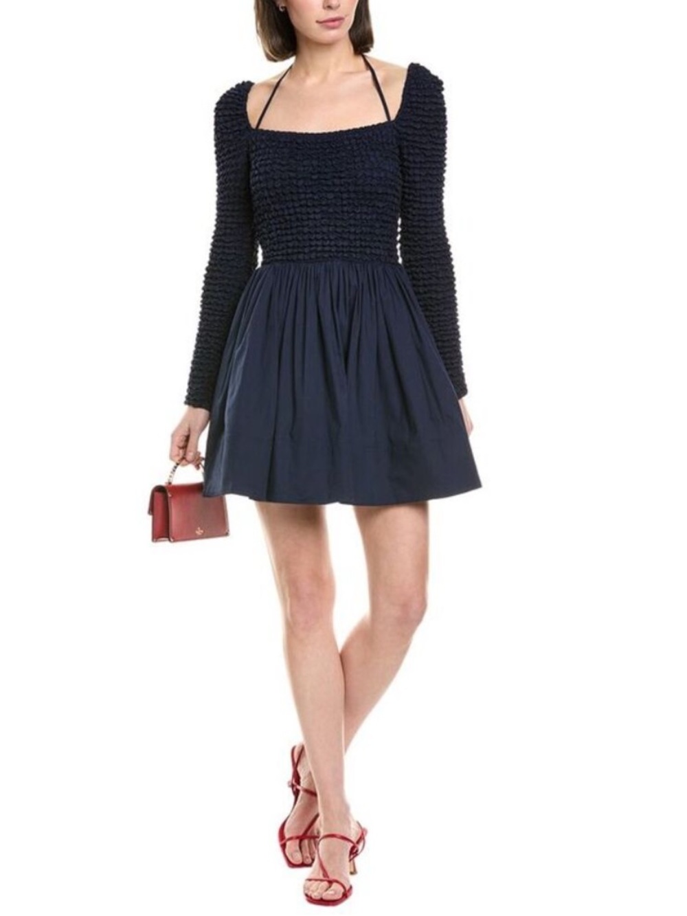 NWT Staud Cassidy Long Sleeve Mini Dress Blue M